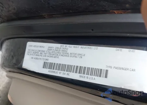 2007 Subaru Legacy 2.5I из США, поврежденный, VIN 4S3BL616177212963